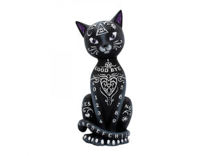 Black Mystic Kitty Figurine. Walk and talk between worlds with the Mystic Kitty. Cast in the highest quality resin before being carefully hand-painted, this mysterious feline can add an air of magic to any home. Measures 26cm.